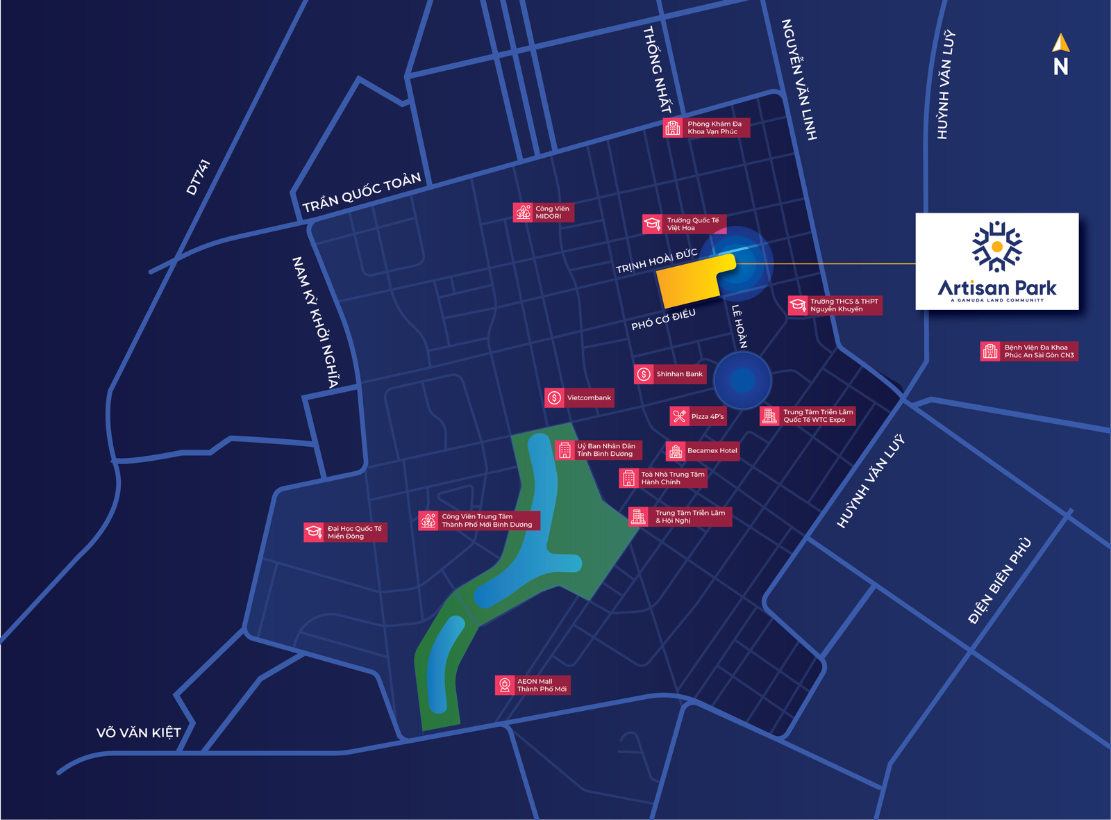 Dưới đây là 20 lý do chiến lược Anh/Chị nên sở hữu Artisan Park 3 Artisan Park location map vn
